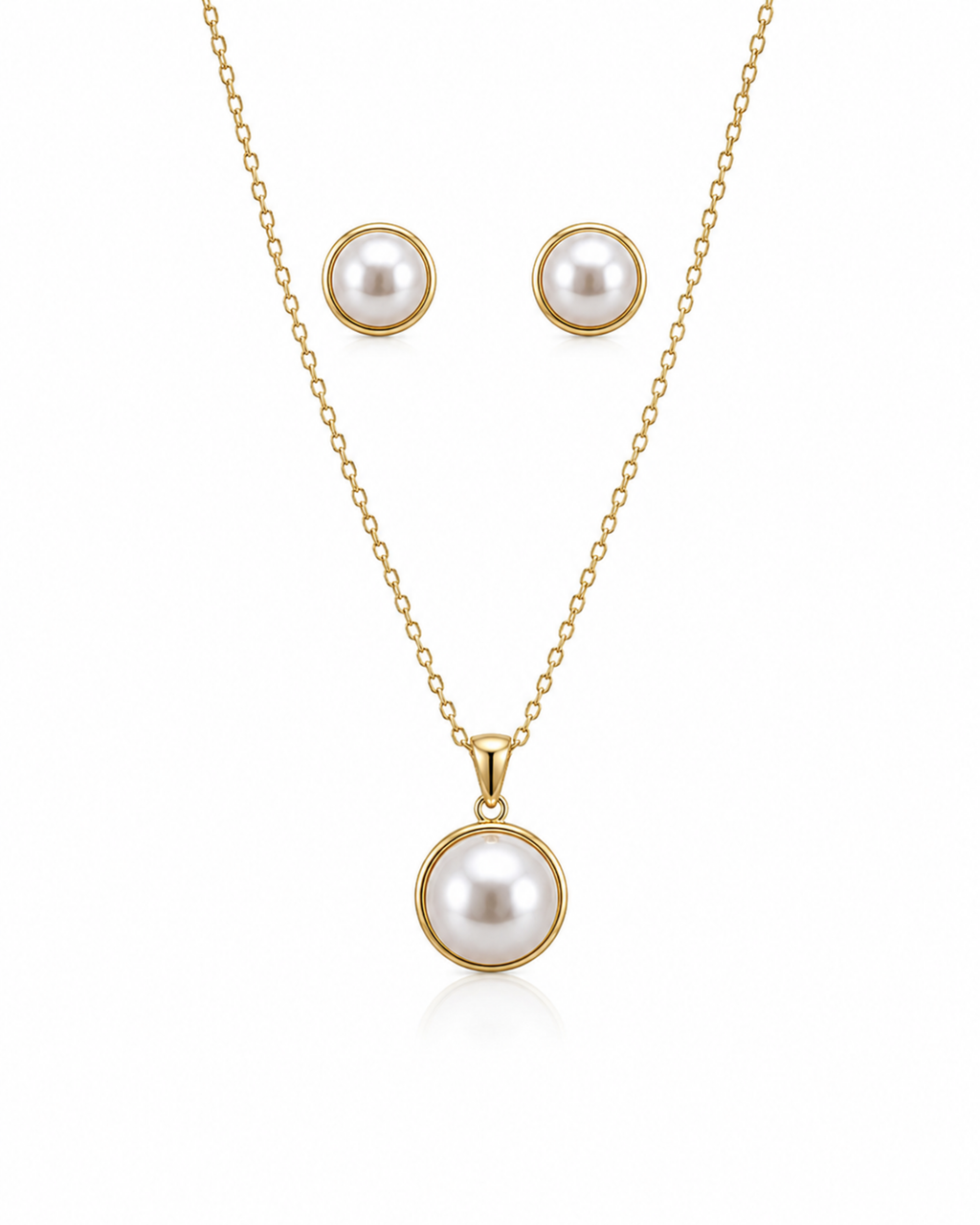 Elegant Pearl Pendant Necklace Set with Stud Earrings for Women
