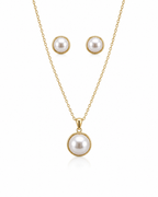 Elegant Pearl Pendant Necklace Set with Stud Earrings for Women
