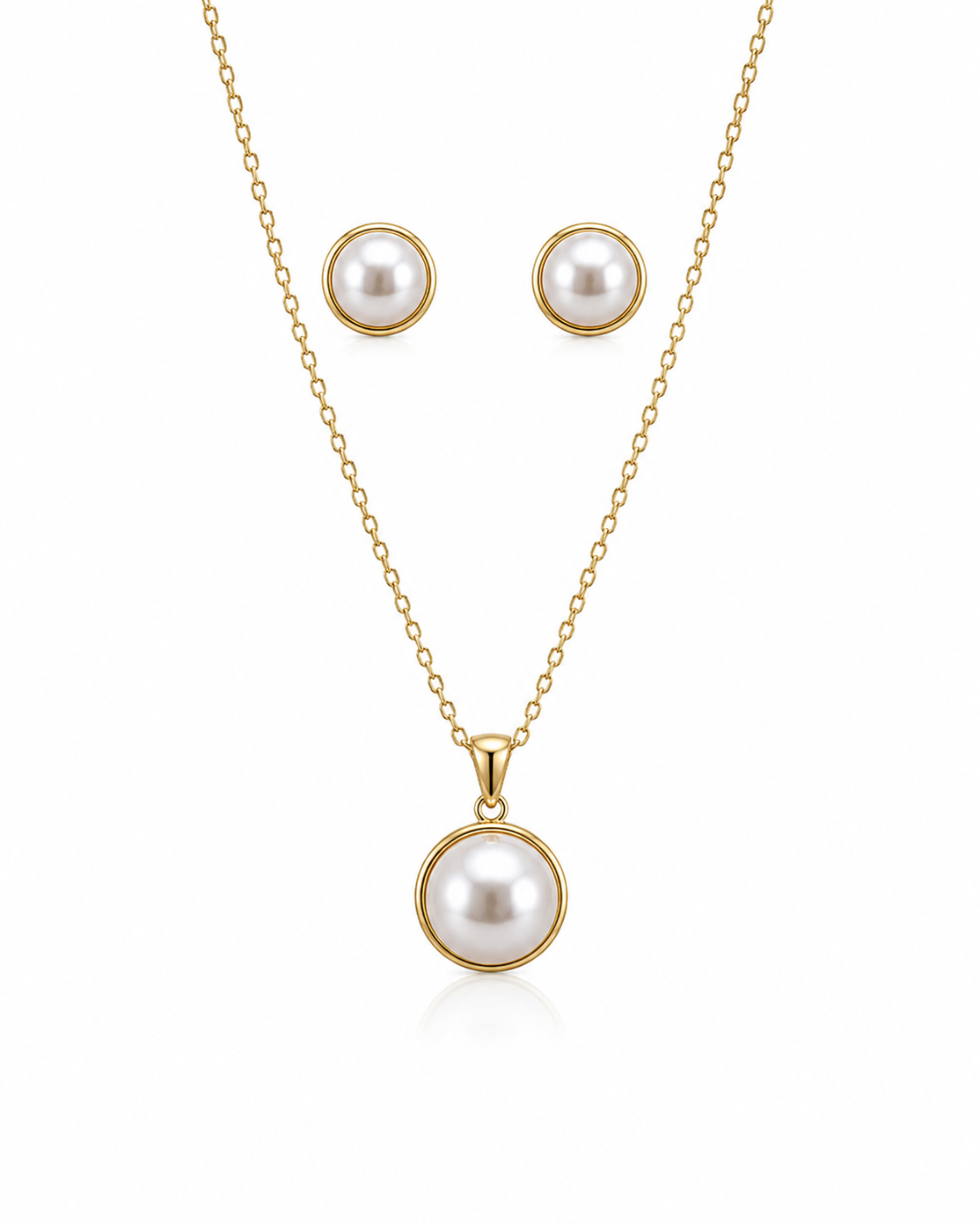 Elegant Pearl Pendant Necklace Set with Stud Earrings for Women