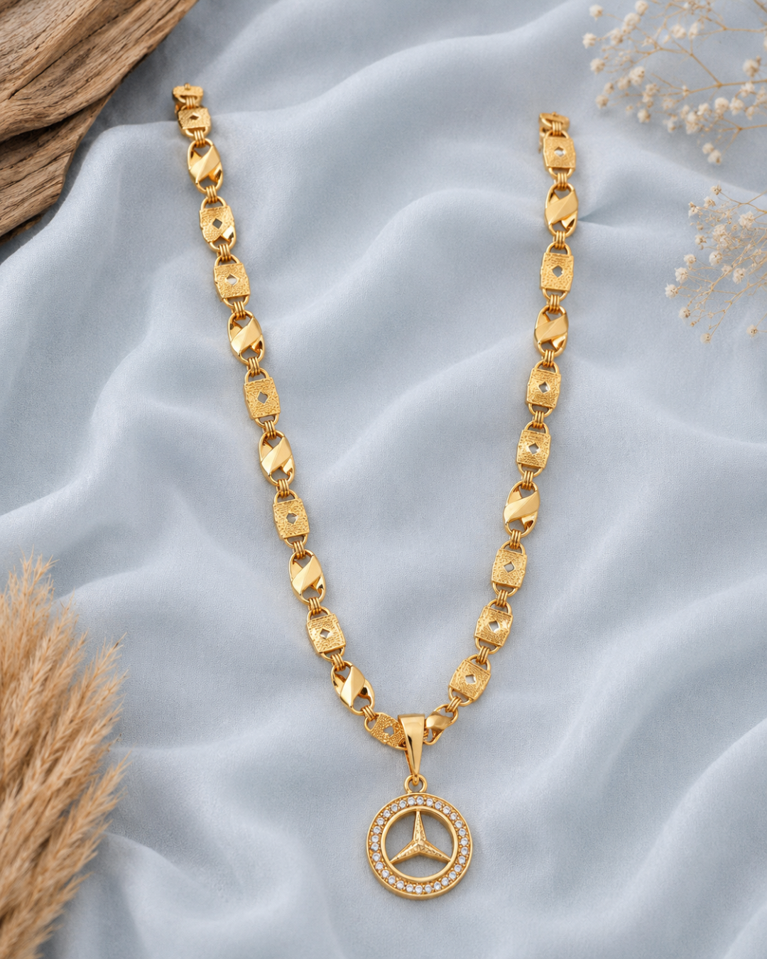 Luxury star gold pendant chain set