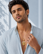 Divine Ganesha Shield Gold Pendant Chain
