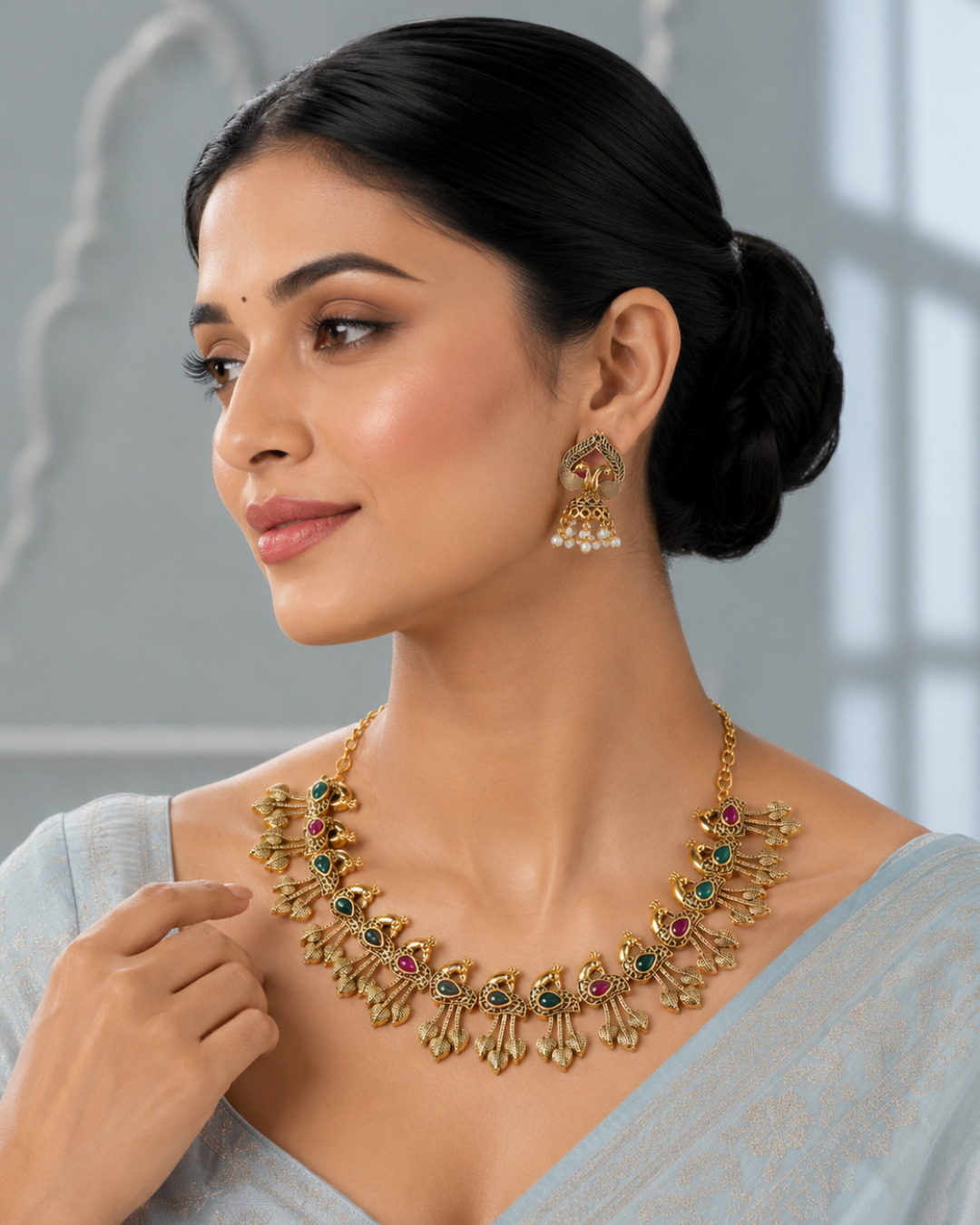 Mayura Antique Temple Necklace Set