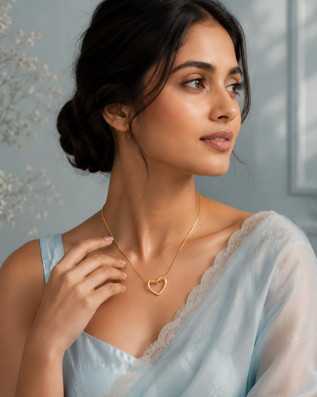 Golden Open Heart Pendant Necklace