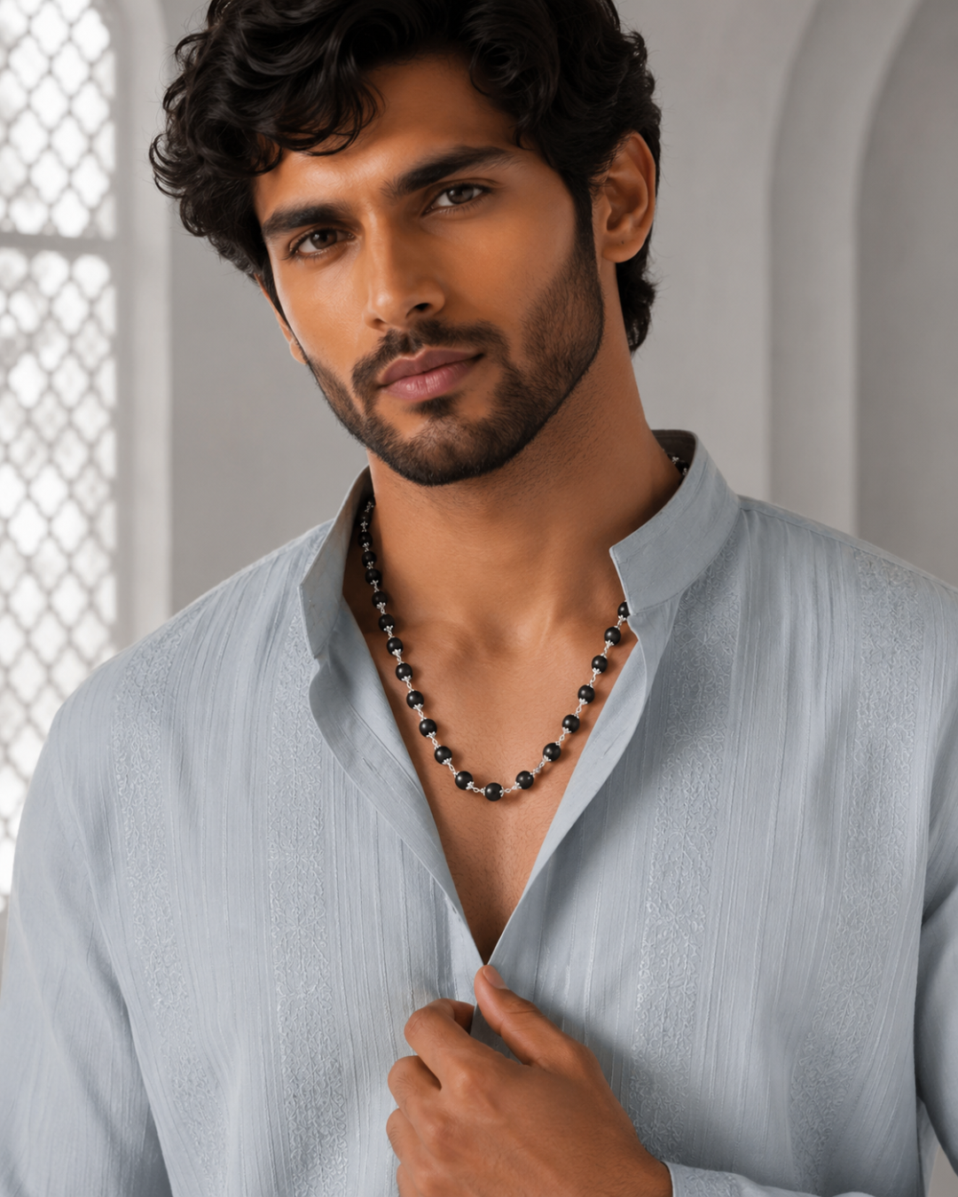 Classic Black Bead Necklace & Bracelet Set