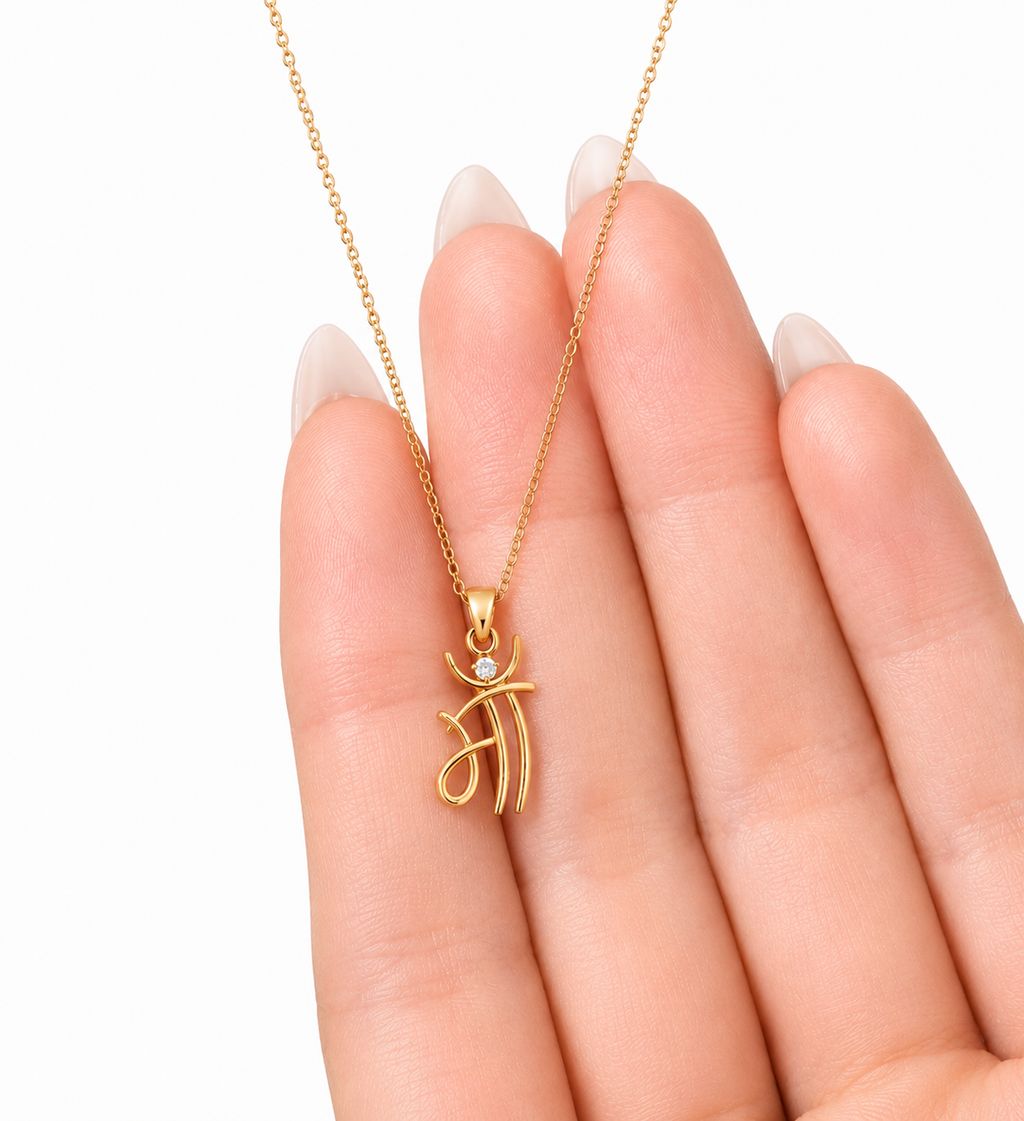 Elegant Initial Letter Pendant Necklace for Women (Gold Plated)