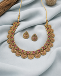 Antique Temple Necklace Set with Ruby & Emerald Stones