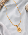 Royal Honeycomb Hexagon Gold Pendant with Chain