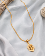 Royal Honeycomb Hexagon Gold Pendant with Chain