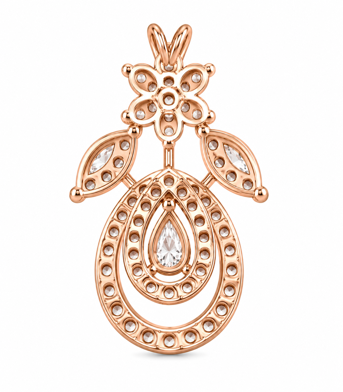 Rose Gold Floral Drop Mangalsutra Necklace
