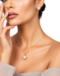 Elegant Pearl Pendant Necklace Set with Stud Earrings for Women