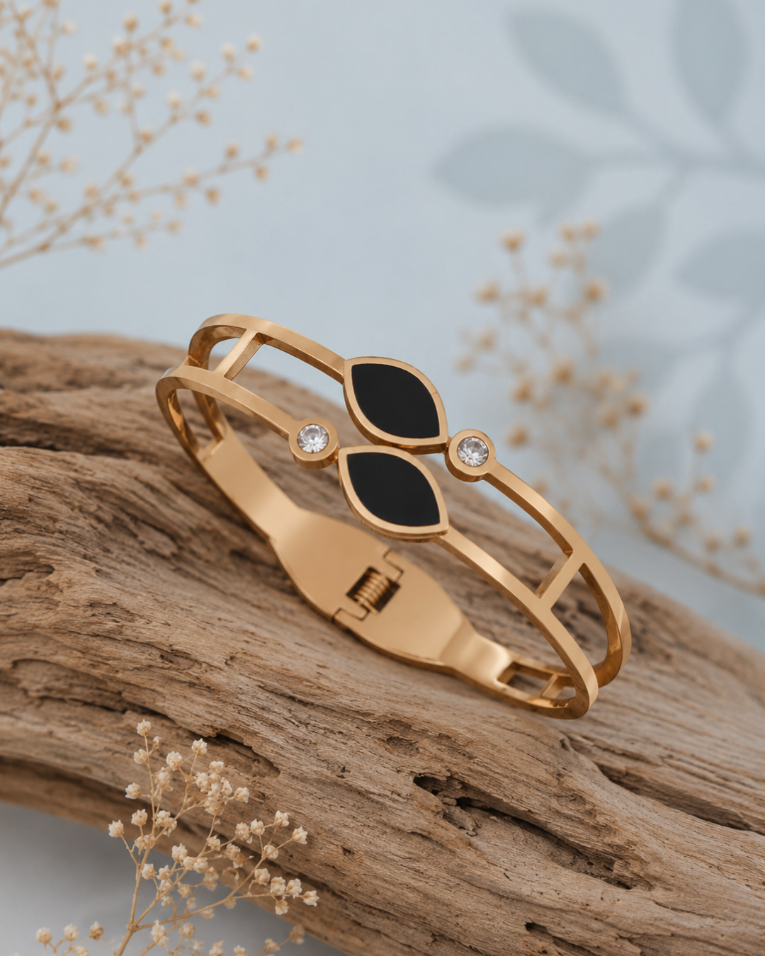 Noir leaf rose gold CZ bracelet