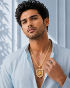 Divine Om Shield Gold Pendant Chain