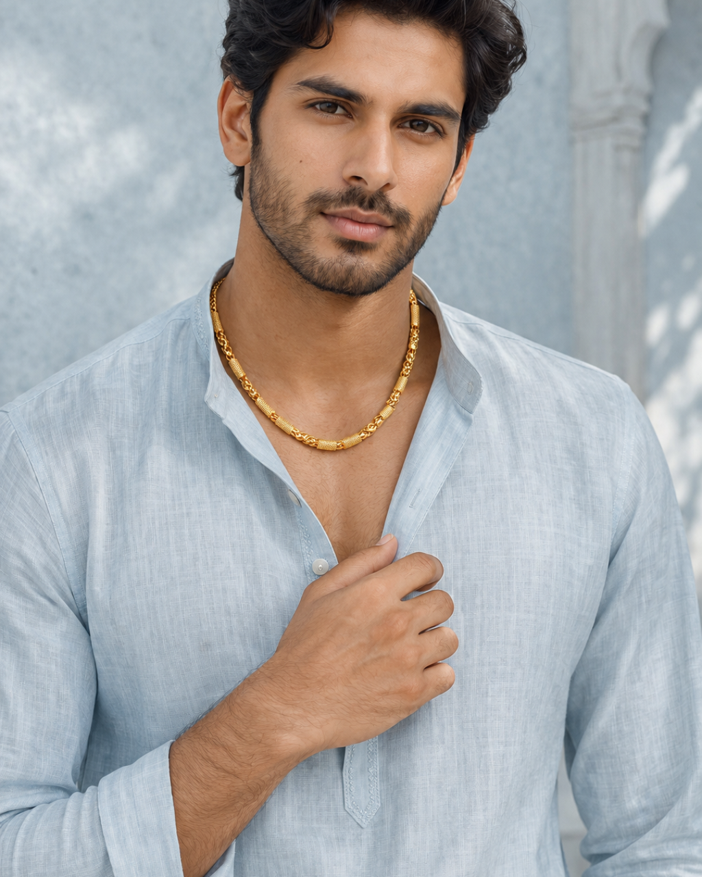 Regal Textured Link Gold-Plated Chain