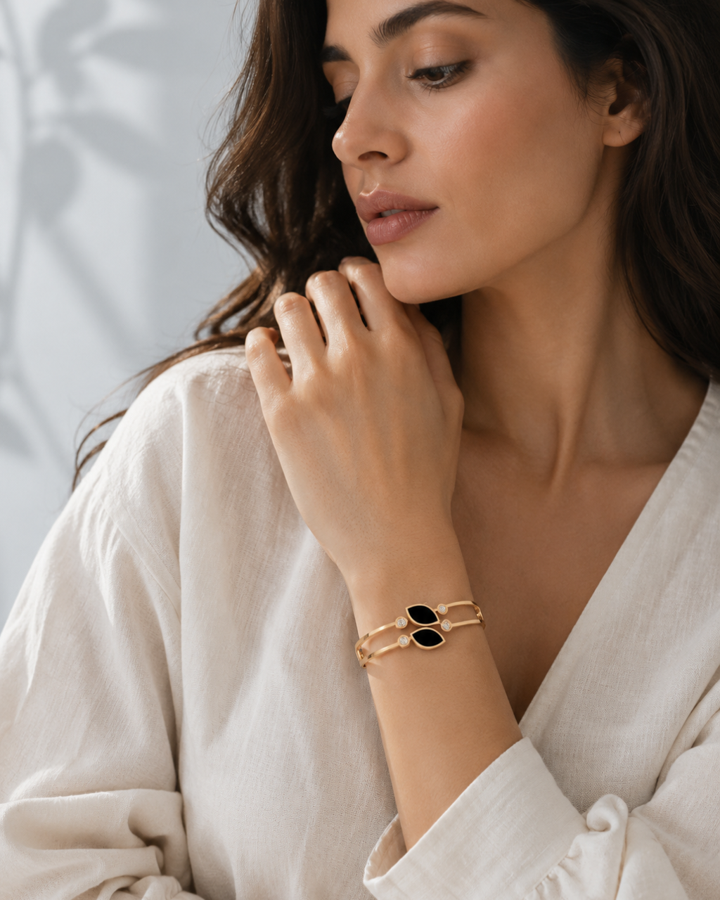 Noir Leaf Rose Gold Bracelet