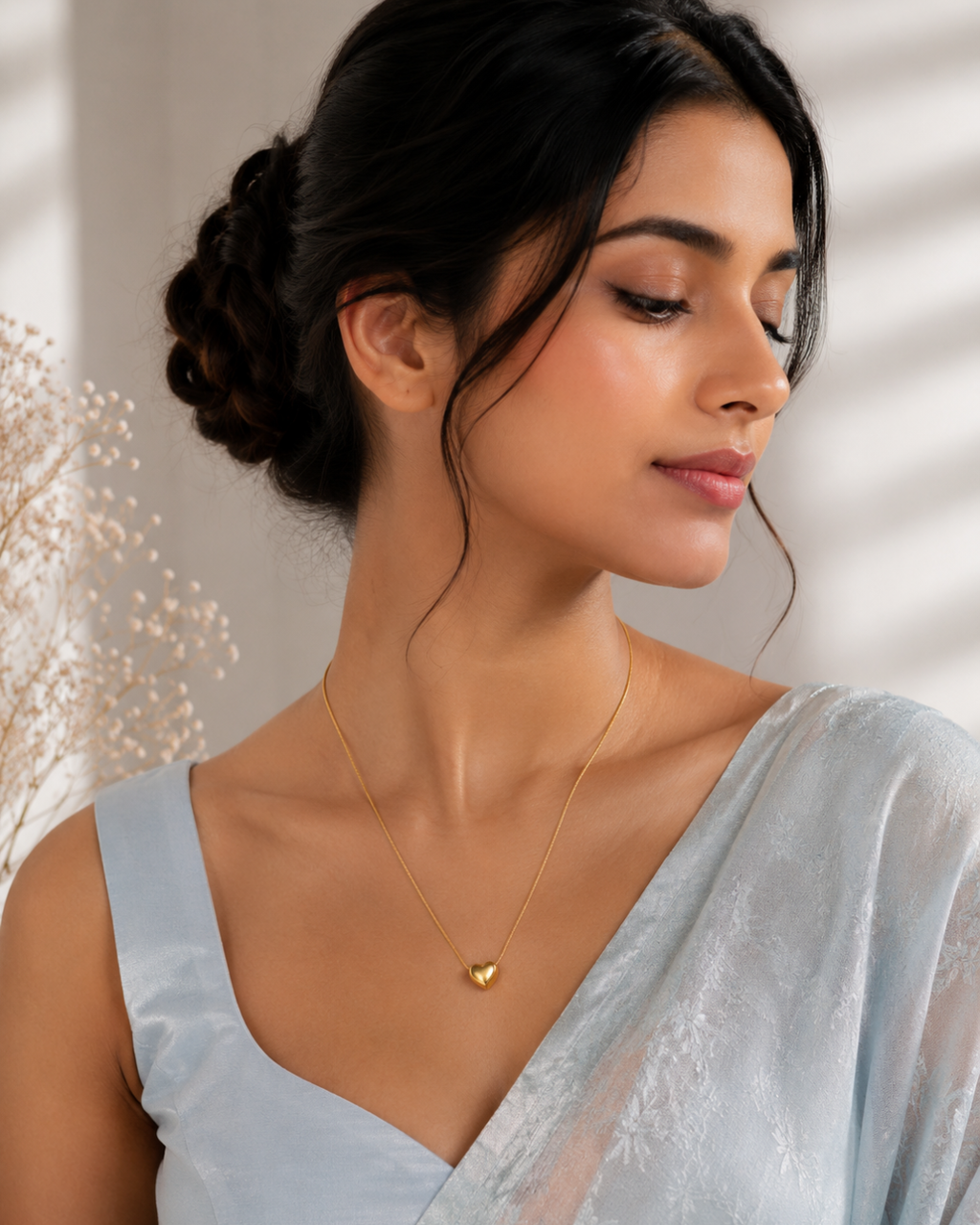 Golden Minimalist Heart Pendant Necklace