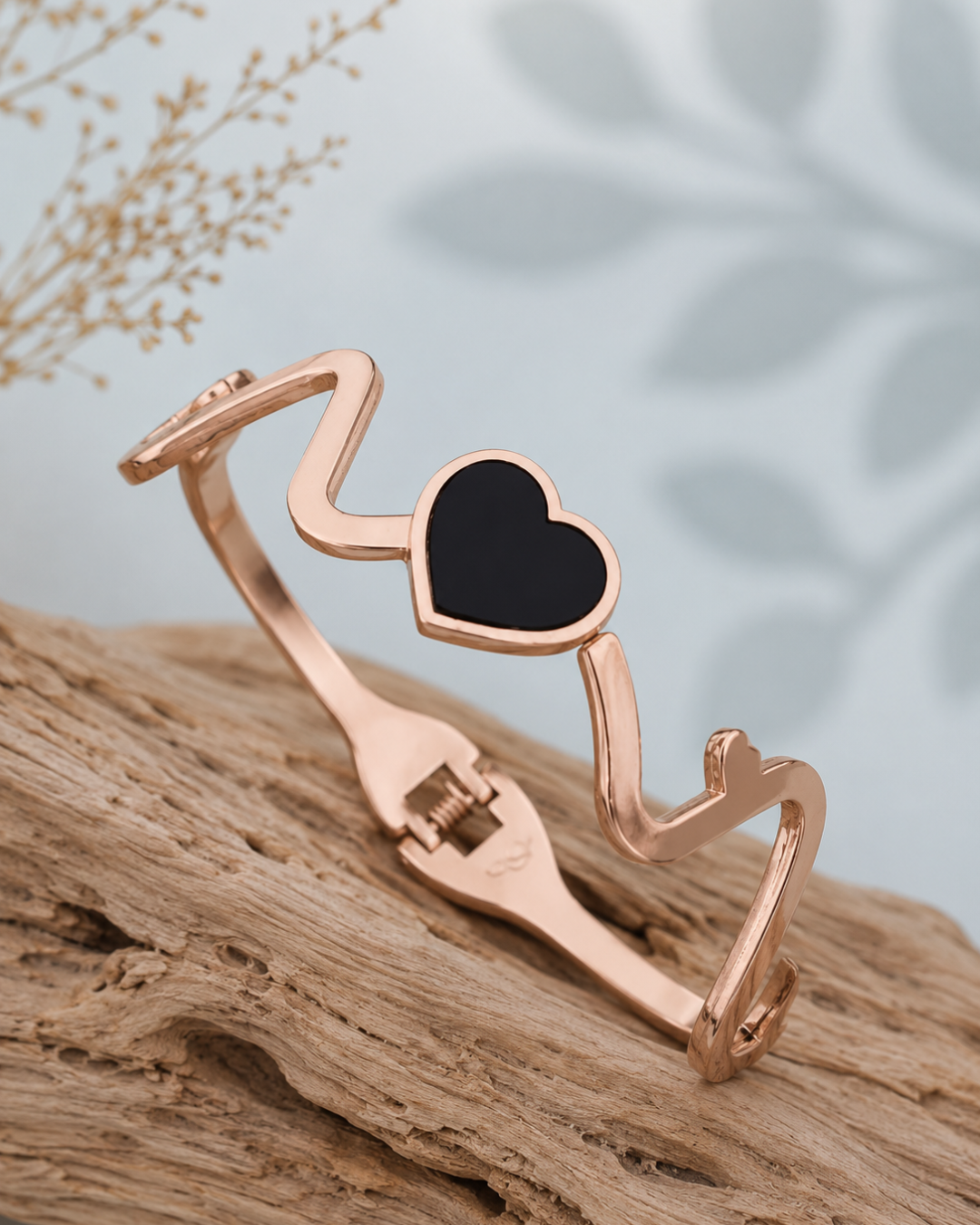 Midnight heart rose gold bracelet for women