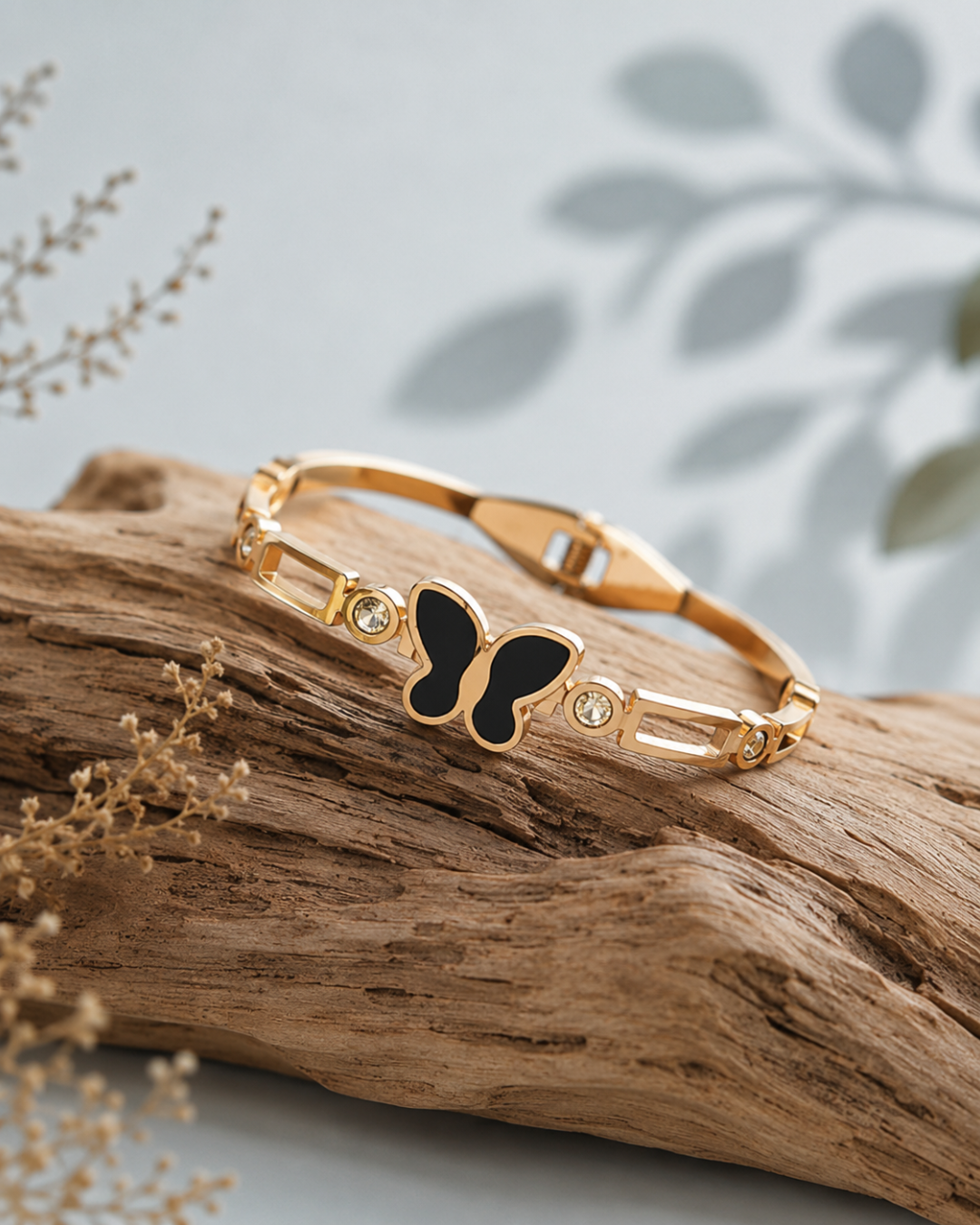 Noir butterfly rose gold bracelet for women