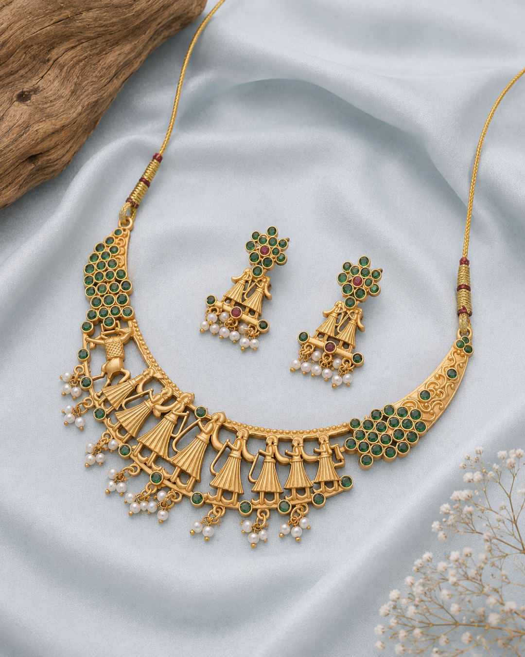 Tribal green stone antique necklace set