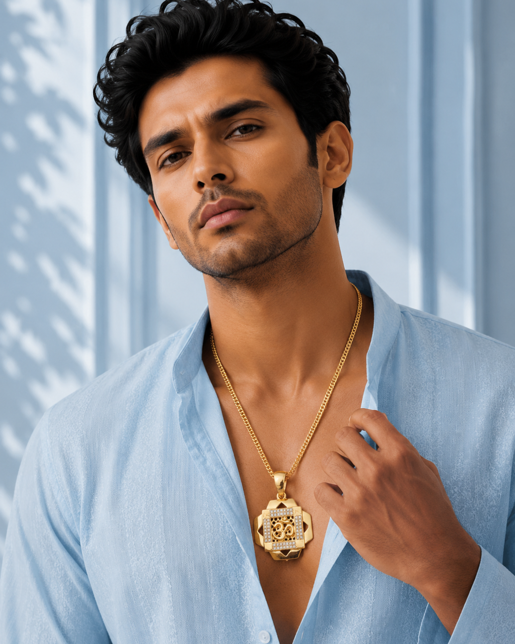 Divine Om Lotus Gold Pendant Chain