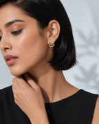 Golden CZ Heart Stud Earrings