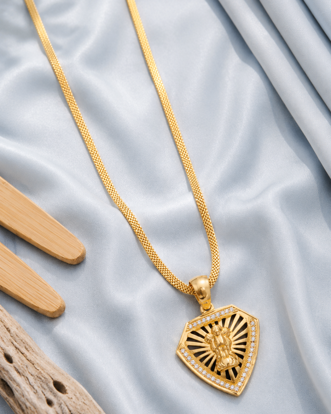 Divine Balaji Gold Pendant with Premium Mesh Chain