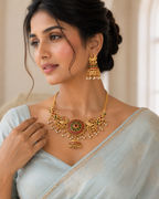 Royal Peacock Temple Choker Necklace Set