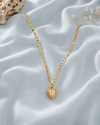 Textured heart crystal pendant necklace