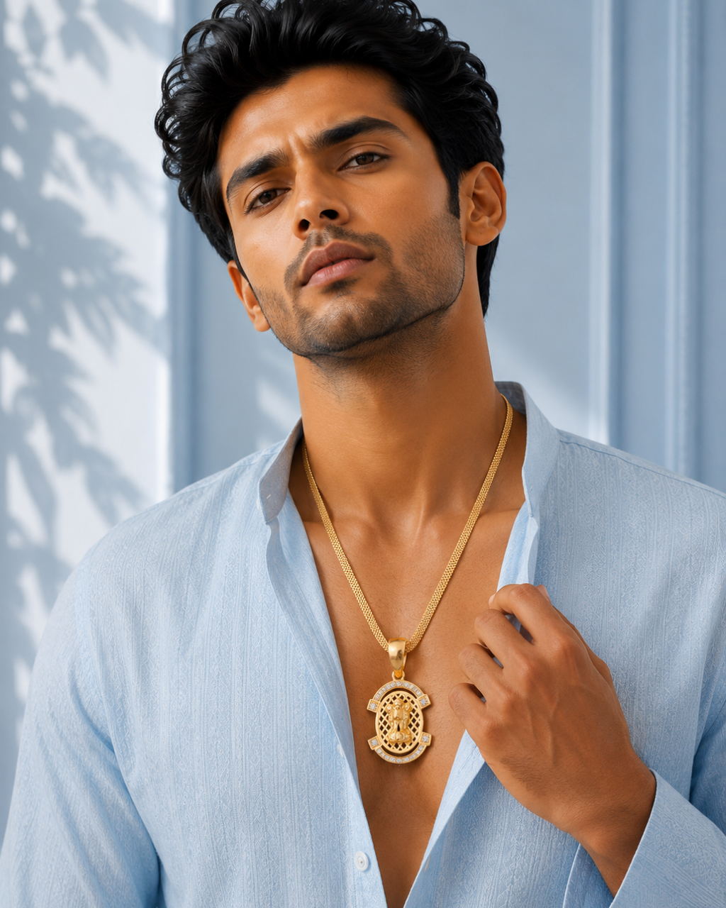 Divine Hanuman Gold Pendant with Premium Mesh Chain