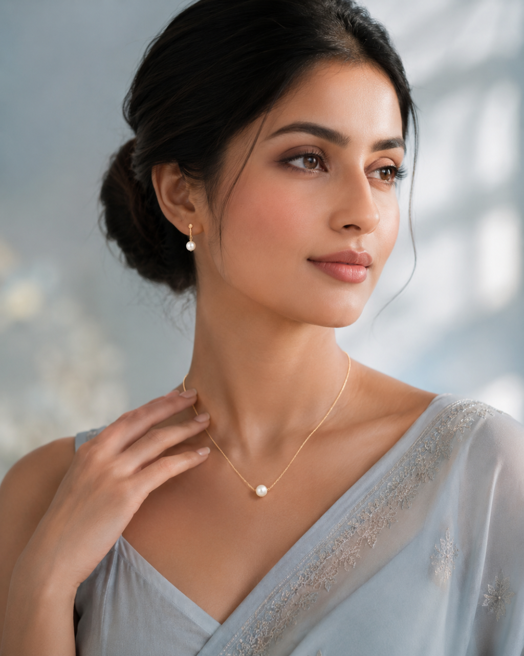 Elegant Pearl Solitaire Necklace
