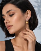 Golden Leaf CZ Drop Earrings