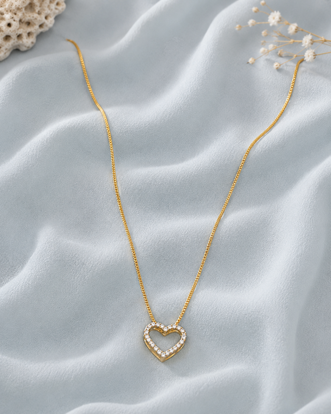 Crystal open heart pendant necklace