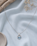 Silver blue crystal deer pendant necklace