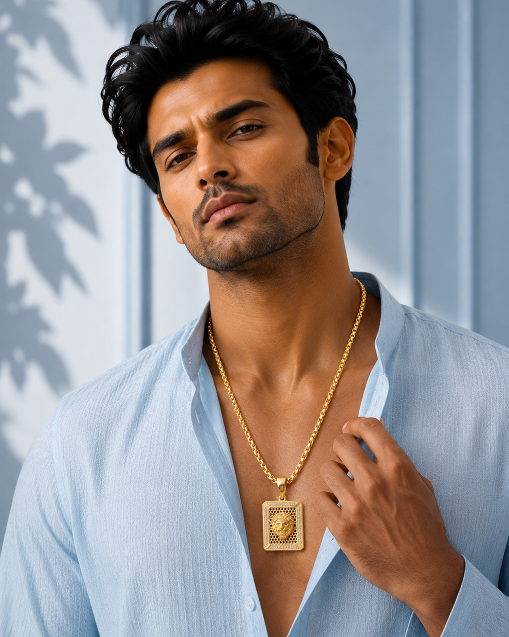 Royal Lion Gold Pendant with Premium Box Chain