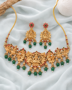 Lakshmi emerald temple necklace set