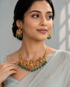 Lakshmi Emerald Temple Necklace Set