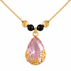 Gold-Tone Pink Teardrop Mangalsutra Necklace