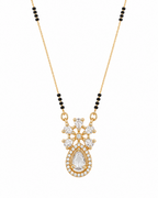 Elegant Rose Gold Mangalsutra with Dual Crystal Drop Pendant