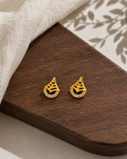 Gold CZ teardrop stud earrings for women