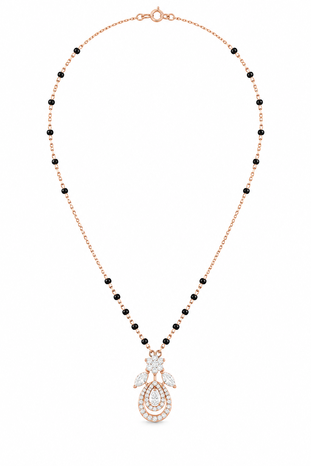 Rose Gold Floral Drop Mangalsutra Necklace