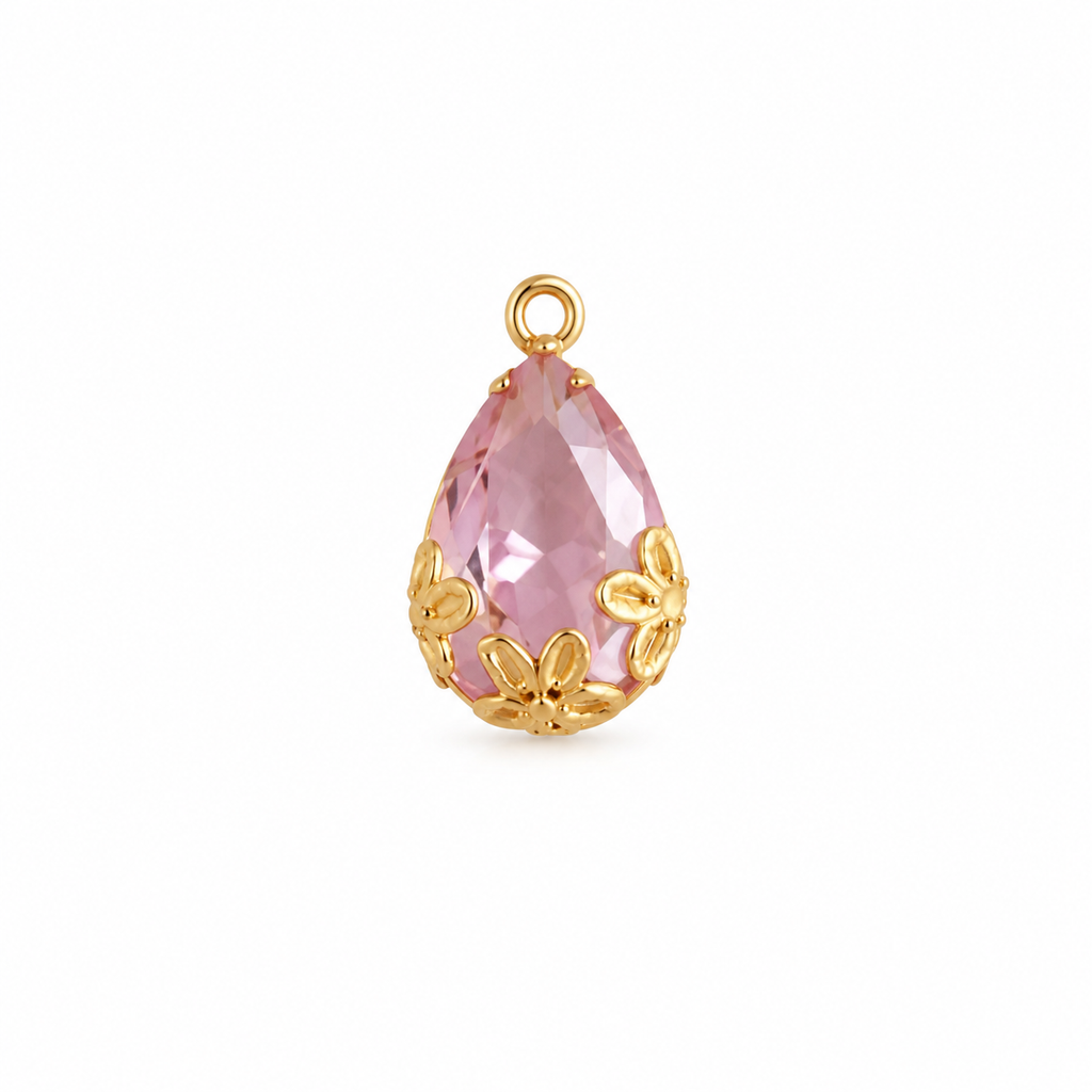 Gold-Tone Pink Teardrop Mangalsutra Necklace
