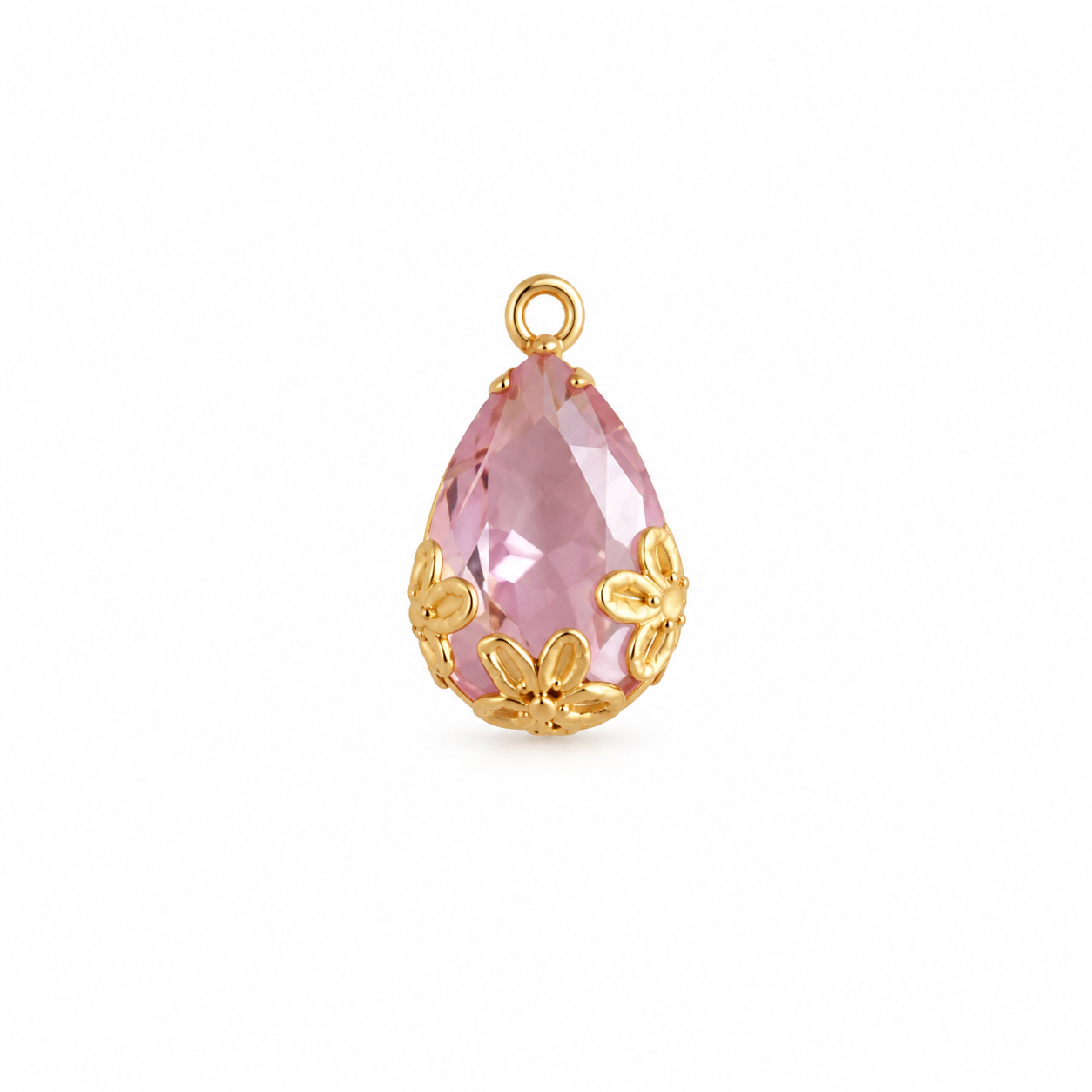 Gold-Tone Pink Teardrop Mangalsutra Necklace