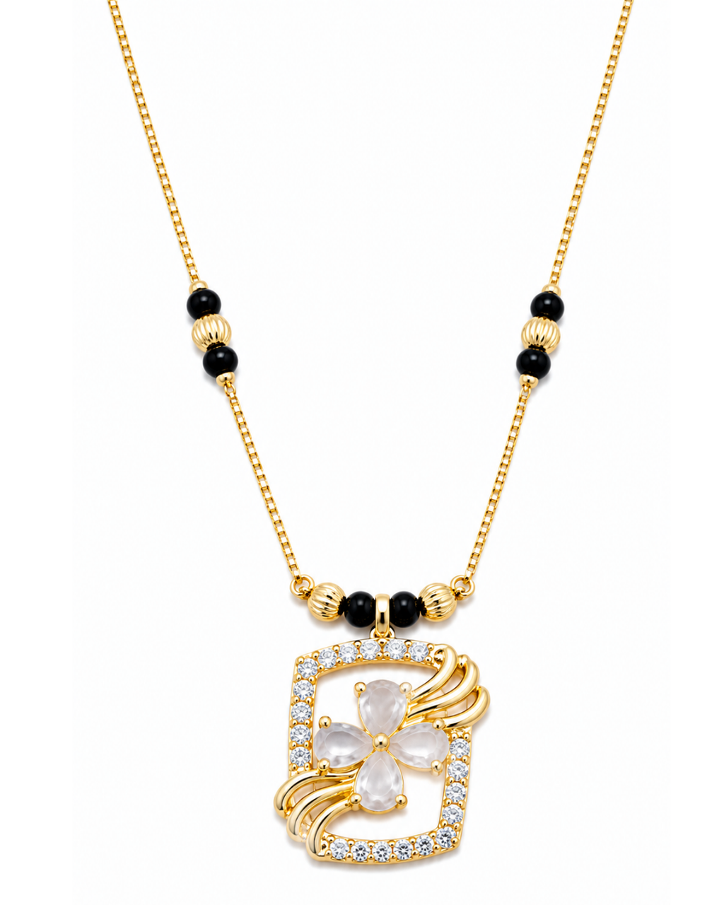 Floral CZ Pendant Mangalsutra
