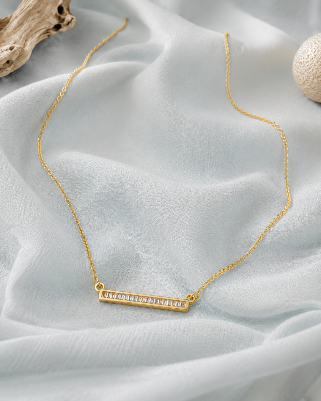 Baguette bar pendant necklace for women