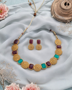 Royal antique ruby emerald necklace set