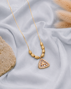 Golden prism geometric crystal necklace