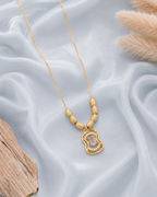 Golden halo crystal pendant necklace