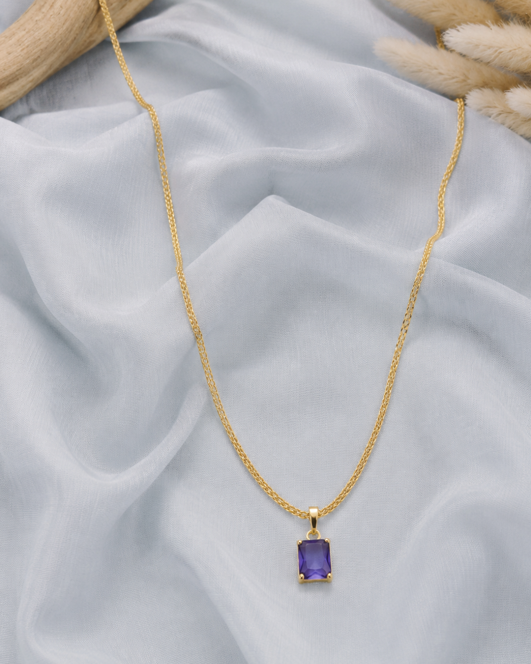 Amethyst purple crystal pendant necklace