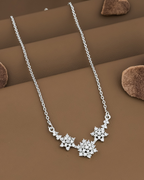 Silver CZ floral cluster necklace