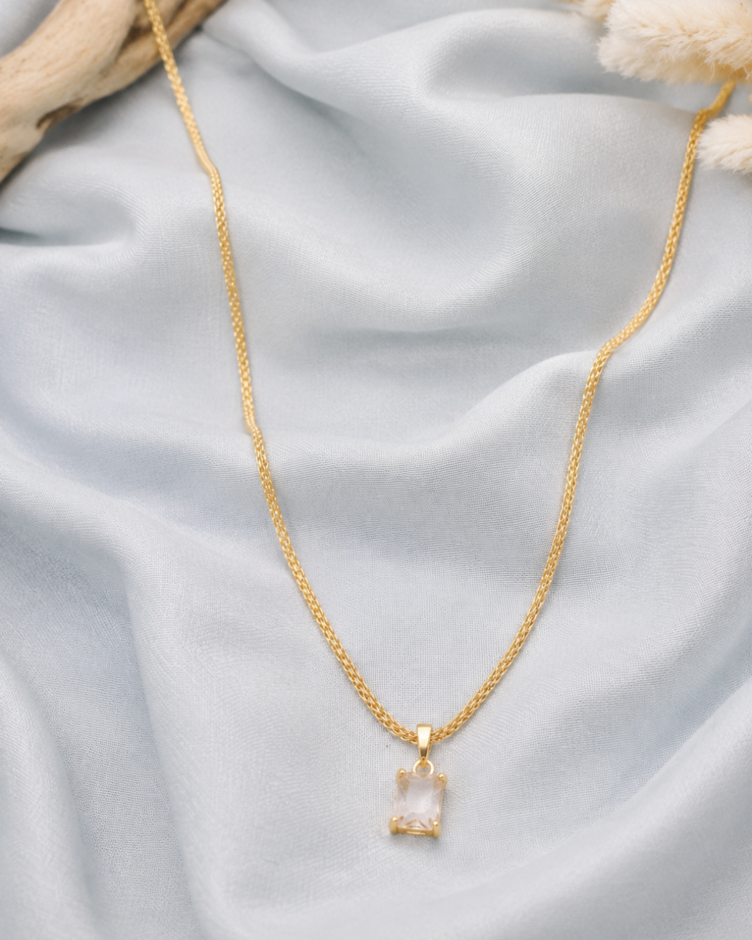 Emerald Cut Crystal Pendant Necklace