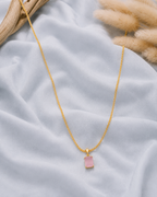 Blush pink emerald cut crystal necklace